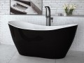 Freistehende Badewanne weiß / schwarz 160 x 70 cm Ablauf Click Clack Mineralguss Viya