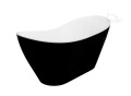 Freistehende Badewanne weiß / schwarz 160 x 70 cm Ablauf Click Clack Mineralguss Viya
