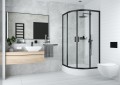Duschkabine Viertelkreis Funkia schwarz 80x80x185 cm Echtglas black (id: 1499)