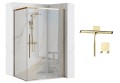 Duschkabine bodengleiche Dusche Schiebetür Solar gold Klarglas transparent 100x80x195 cm + Duschabzieher golden (id: 1513)