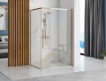 Duschkabine bodengleiche Dusche Schiebetür Solar gold Klarglas transparent 100x80x195 cm + Duschabzieher golden (id: 1513)