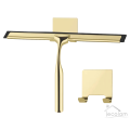 Duschkabine bodengleiche Dusche Schiebetür Solar gold Klarglas transparent 100x80x195 cm + Duschabzieher golden (id: 1513)