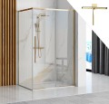 Duschkabine bodengleiche Dusche Schiebetür Solar gold Klarglas transparent 100x80x195 cm + Duschabzieher golden (id: 1513)