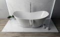 Freistehende Badewanne 170 x 72 cm Ablauf Click Clack Mineralguss Viya