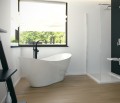 Freistehende Badewanne 170 x 72 cm Ablauf Click Clack Mineralguss Viya