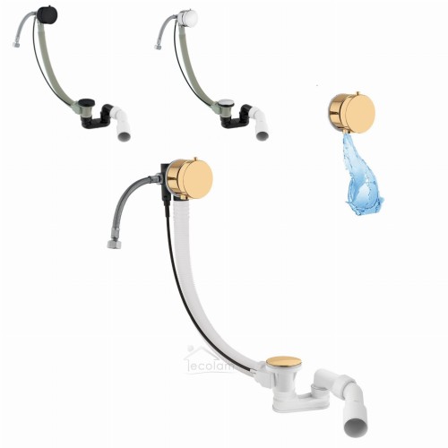 Ablaufgarnitur für Badewanne Ab- / Über Einlauf Siphon Füllfunktion Befüllung Farbe: silbern golden schwarz