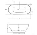 freistehende Badewanne 170x70 cm Moya Standbadewanne Mineralguss Ablaufgarnitur Click-Clack