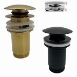 Click Clack  Ablaufventil Waschtisch Waschbecken Druckfunktion Push Up Gold Schwarz Keramik 1ÂĽ"