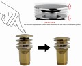 Click Clack Ablaufventil Waschtisch Waschbecken Druckfunktion Push Up Gold Keramik 1¼"