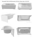 Badewanne Rechteck Long 170x80 cm + ABLAGE Badewannenbrett Bambus