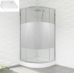 Duschkabine Viertelkreis Duso 80 x 80 Höhe 184 cm Milchglas + Duschwanne Alex 80x80 cm