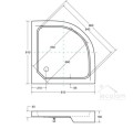 Duschkabine Viertelkreis Duso 80 x 80 Höhe 184 cm Milchglas + Duschwanne Alex 80x80 cm (id: 1565)