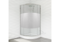 Duschkabine Viertelkreis Duso 90 x 90 Höhe 184 cm Milchglas + Duschwanne Alex 90x90 cm (id: 1566)