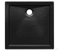 flache Duschwanne Viereck Aquarius 80x80 cm black Stone Stein Effect + Siphon schwarz (id: 1567)