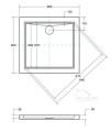 flache Duschwanne Viereck Aquarius 80x80 cm black Stone Stein Effect + Siphon schwarz (id: 1567)