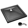 flache Duschwanne Viereck Aquarius 90x90 cm black Stone Stein Effect + Siphon schwarz (id: 1568)