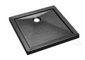 flache Duschwanne Viereck Aquarius 90x90 cm black Stone Stein Effect + Siphon schwarz (id: 1568)