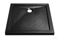 flache Duschwanne Viereck Aquarius 90x90 cm black Stone Stein Effect + Siphon schwarz (id: 1568)