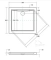 flache Duschwanne Viereck Aquarius 90x90 cm black Stone Stein Effect + Siphon schwarz (id: 1568)
