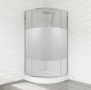 Duschkabine Viertelkreis Duso 80 x 80 Höhe 184 cm Milchglas Echtglas