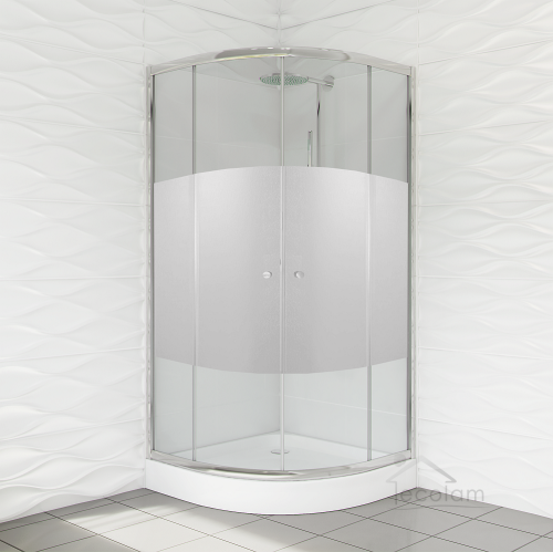 Duschkabine Viertelkreis Duso 80 x 80 Höhe 184 cm Milchglas Echtglas (id: 1563)