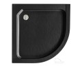 Duschwanne Viertelkreis Alex schwarz 90x90 cm Stein Effekt Siphon flach (id: 1571)