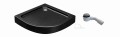 Duschwanne Viertelkreis Alex schwarz 90x90 cm Stein Effekt Siphon flach (id: 1571)