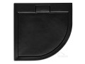 flache Duschwanne Viertelkreis Axim schwarz 90x90 cm Stein Effekt Siphon (id: 1573)