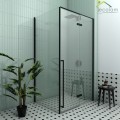Duschkabine Rechteck Dusche Carla 100 x 80 x 195 cm schwarz black Klarglas Easy Clean Schwingtür RECHTS