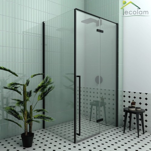 Duschkabine Rechteck Dusche Carla 100 x 80 x 195 cm schwarz black Klarglas Easy Clean Schwingtür RECHTS