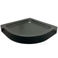 Duschwanne Viertelkreis Alex schwarz 90x90 cm Stein Effekt Siphon flach