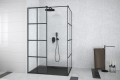 flache Duschwanne Rechteck Axim black 110 x 90 cm Stone Effect schwarz Stein (id: 1582)