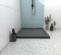 flache Duschwanne Viereck Aquarius 90x90 cm black Stone Stein Effect + Siphon schwarz