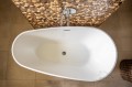 Freistehende Standbadewanne Badewanne Acryl 166 x 85 cm Ab- und Überlauf Click Clack Kira + ABLAGE BADEWANNENBRETT