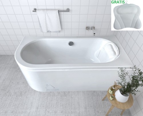 Badewanne Eckbadewanne Avita 180x80 cm rechts + Kopfkissen Mare