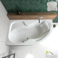 Badewanne Eckbadewanne Wela 160x100 cm links + Kopfkissen Mare + Ablaufgarnitur Viega