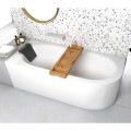 Badewanne Eckbadewanne Avita 150x75 cm links + Bambusablage schwarze Kopfstütze (id: 1631)