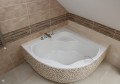 Badewanne Eckbadewanne Selma 150x150 cm + Kopfkissen Mare + Siphon Viega