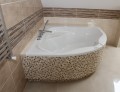 Badewanne Eckbadewanne Selma 140x140 cm + Kopfkissen Sole + Siphon Viega
