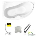 Badewanne Eckbadewanne Wela 150x100 cm links + Kopfkissen Mare + Ablaufgarnitur Viega
Variante: ohne Verkleidung