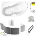 Badewanne Eckbadewanne Wela 150x100 cm links + Kopfkissen Mare + Ablaufgarnitur Viega
Variante: Wannenträger