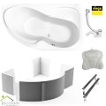 Badewanne Eckbadewanne Wela 150x100 cm rechts + Kopfkissen Mare + Ablaufgarnitur Viega
Variante: Wannenträger