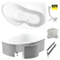 Badewanne Eckbadewanne Wela 170x100 cm rechts + Kopfkissen Mare + Ablaufgarnitur Viega