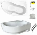 Badewanne Eckbadewanne Wela 170x100 cm rechts + Kopfkissen Mare + Ablaufgarnitur Viega
