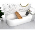 Badewanne Eckbadewanne Avita 170x75 cm rechts + Bambusablage schwarze Kopfstütze (id: 1641)