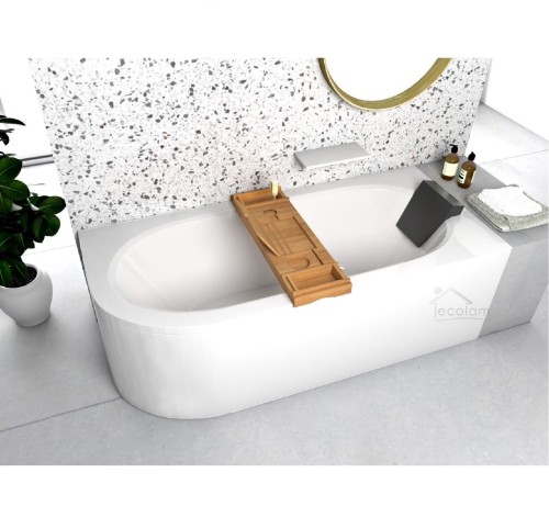 Badewanne Eckbadewanne Avita 170x75 cm rechts + Bambusablage schwarze Kopfstütze (id: 1641)