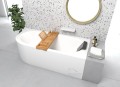 Badewanne Eckbadewanne Avita 170x75 cm rechts + Bambusablage schwarze Kopfstütze (id: 1641)