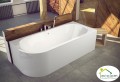 Badewanne Eckbadewanne Avita 170x75 cm rechts + Bambusablage schwarze Kopfstütze (id: 1641)