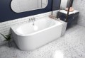 Badewanne Eckbadewanne Avita 170x75 cm rechts + Bambusablage schwarze Kopfstütze (id: 1641)