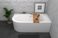 Badewanne Eckbadewanne Avita 170x75 cm rechts + Bambusablage schwarze Kopfstütze (id: 1641)